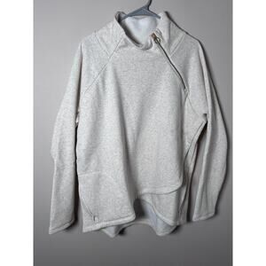 Athleta Sweatshirt Women size 1X Oatmeal Cozy Karma White And Gray Zippered